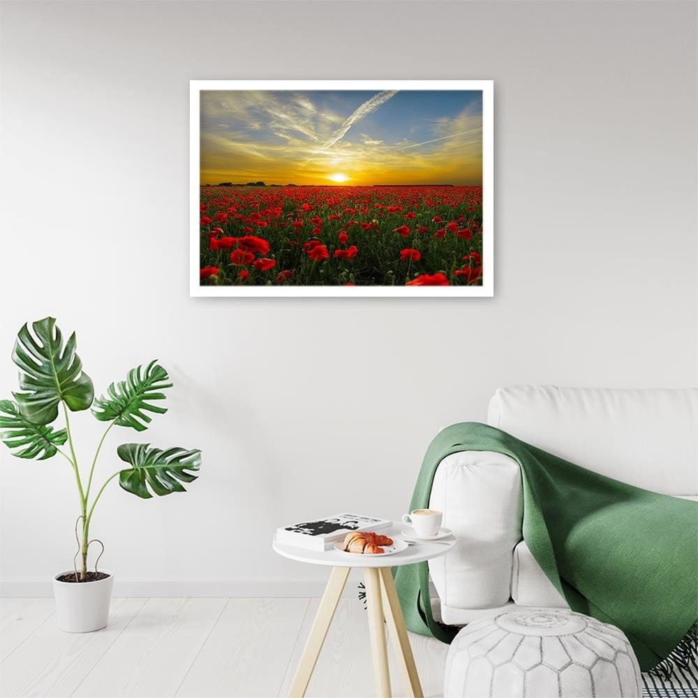 Glezna baltā rāmī - Red Poppy Flowers Home Trends DECO