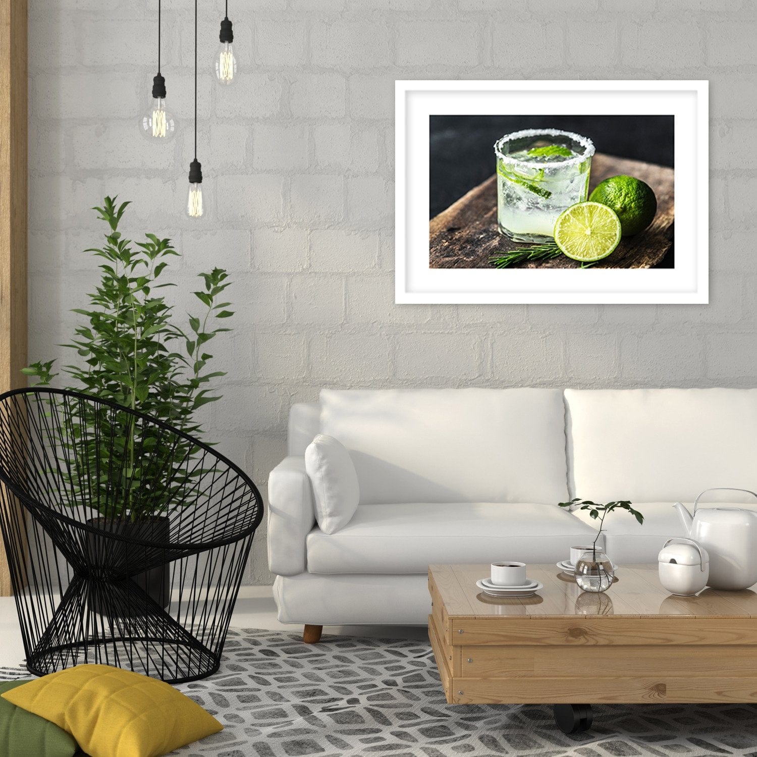 Glezna baltā rāmī - Refreshing Drink With Lime Home Trends DECO