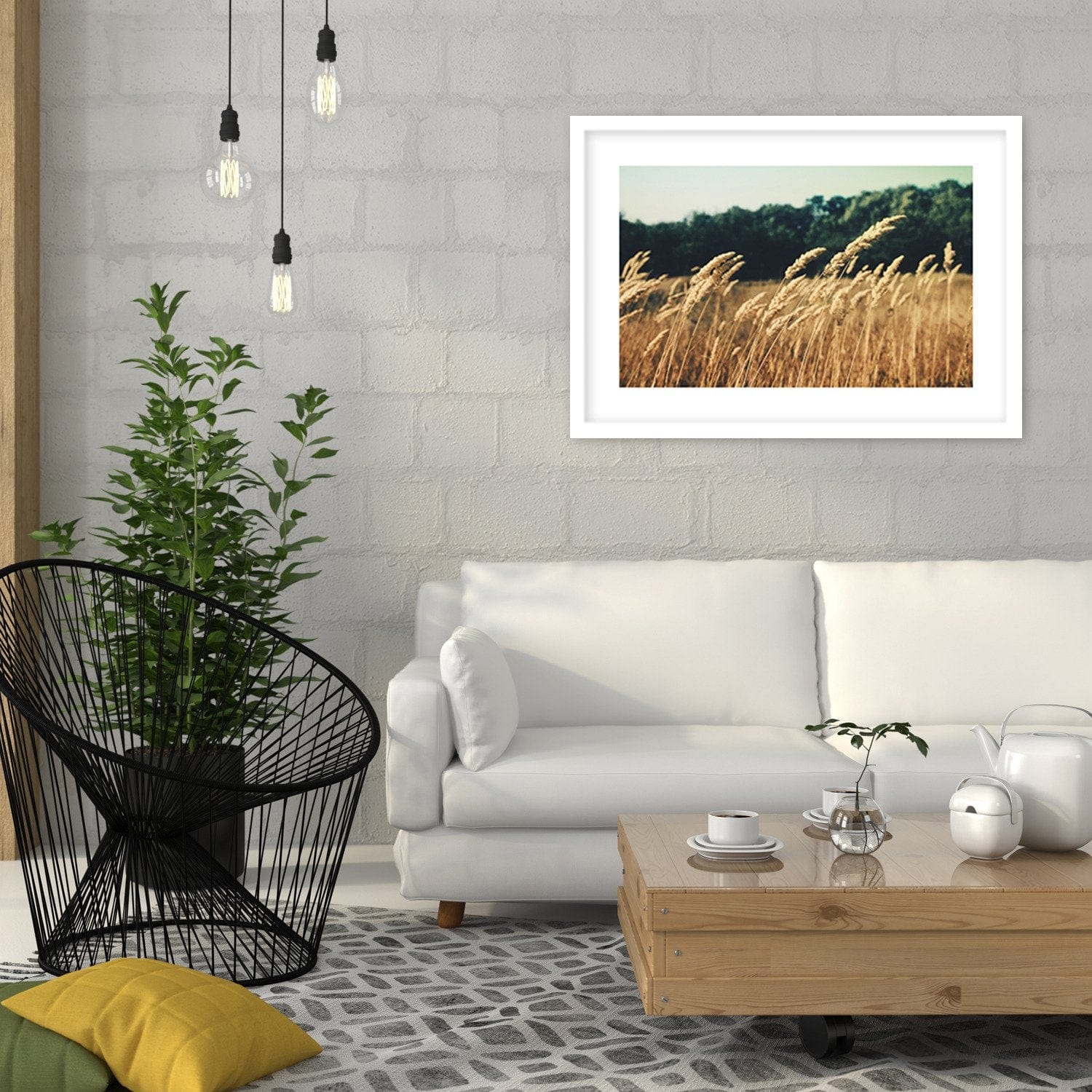 Glezna baltā rāmī - Ripe Corn Home Trends DECO