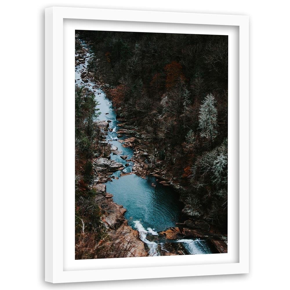 Glezna baltā rāmī - River In The Forest Home Trends DECO