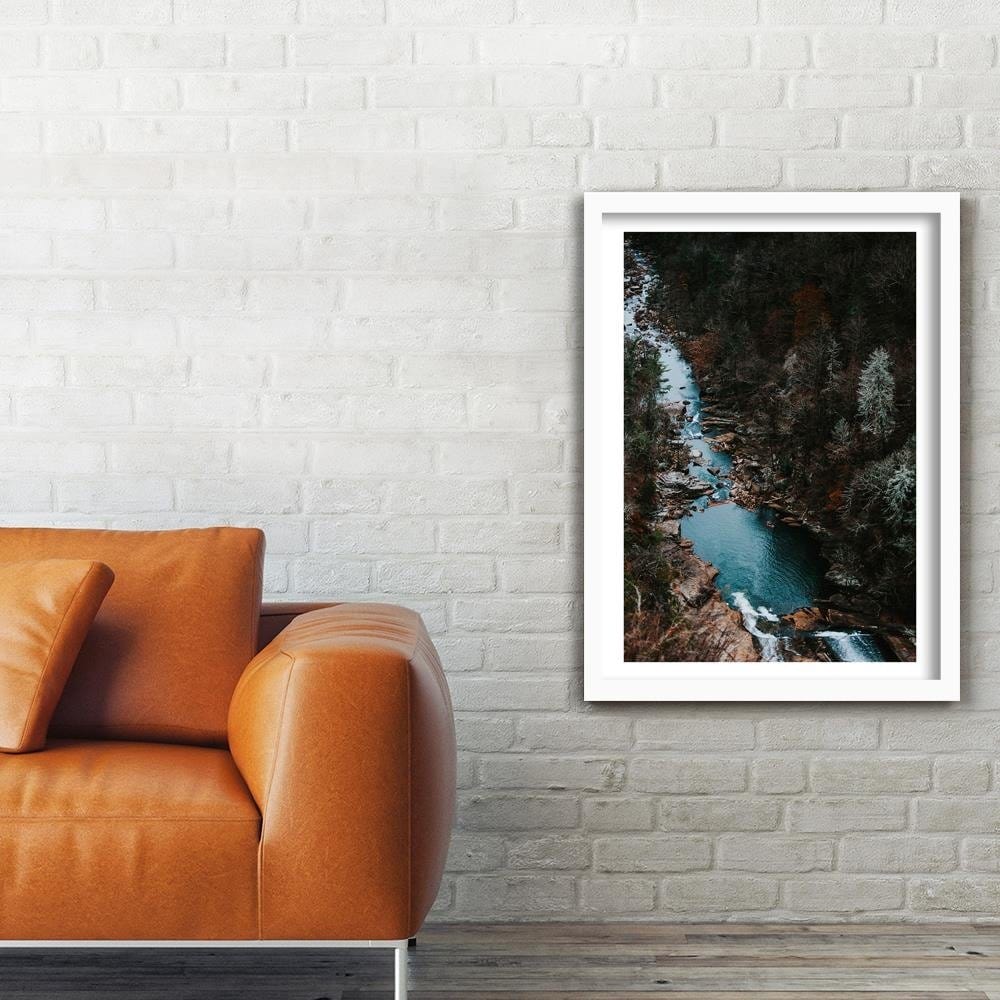 Glezna baltā rāmī - River In The Forest Home Trends DECO