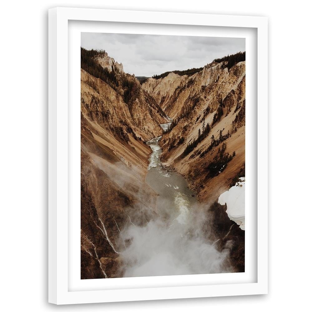 Glezna baltā rāmī - River In The Mountains Home Trends DECO