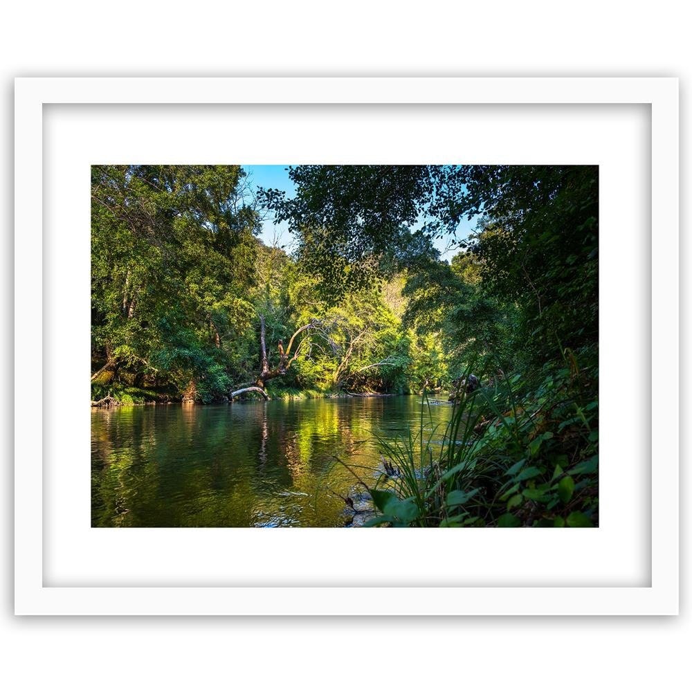 Glezna baltā rāmī - River In Tropical Forest Home Trends DECO