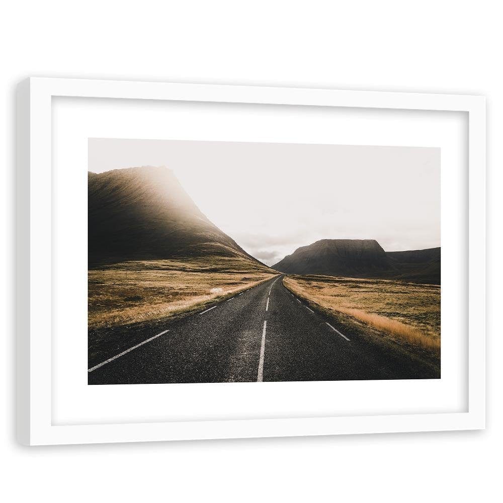 Glezna baltā rāmī - Road And Mountains Home Trends DECO