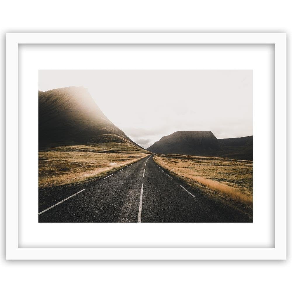 Glezna baltā rāmī - Road And Mountains Home Trends DECO
