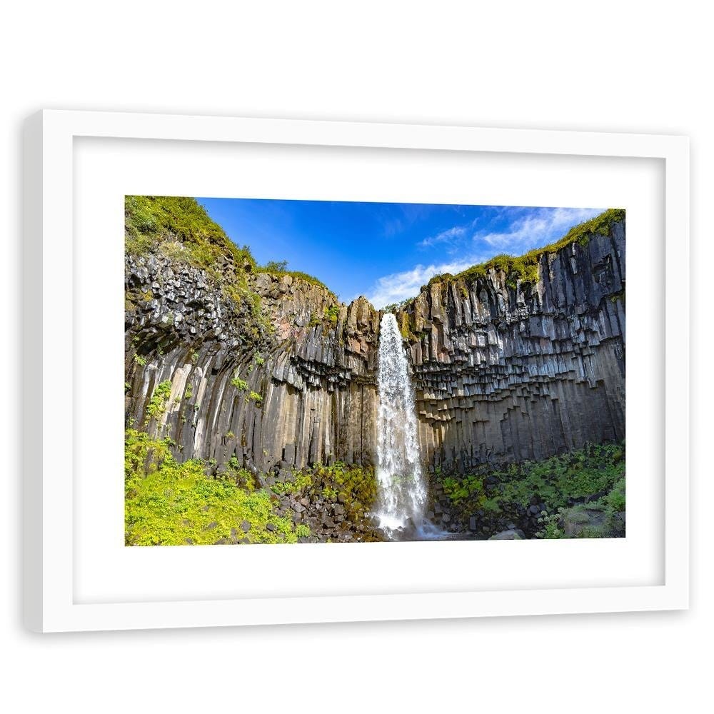 Glezna baltā rāmī - Rock Waterfall Home Trends DECO