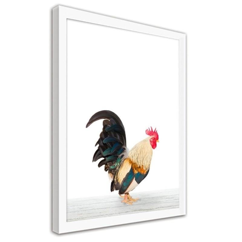 Glezna baltā rāmī - Rooster 2 Home Trends DECO