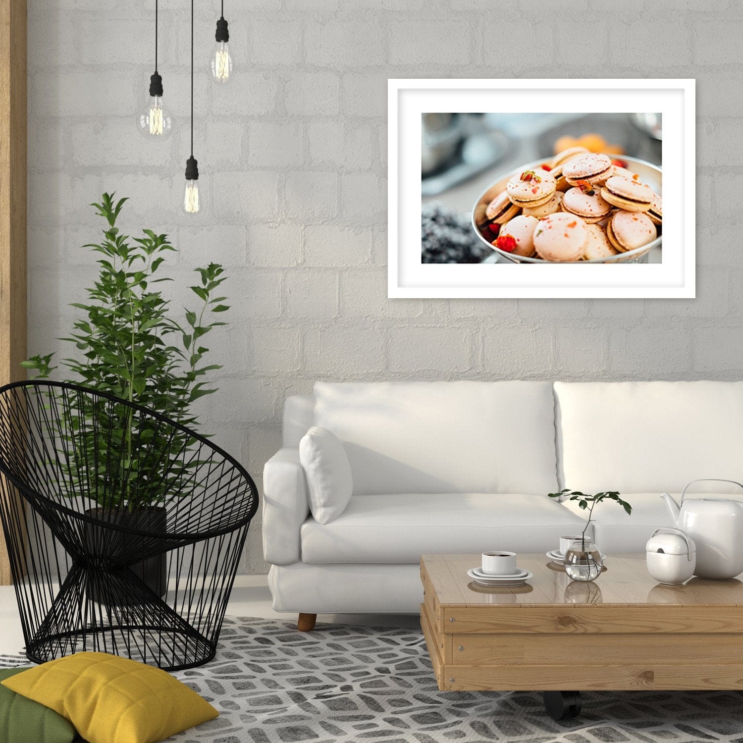 Glezna baltā rāmī - Rose Macaroons Home Trends DECO