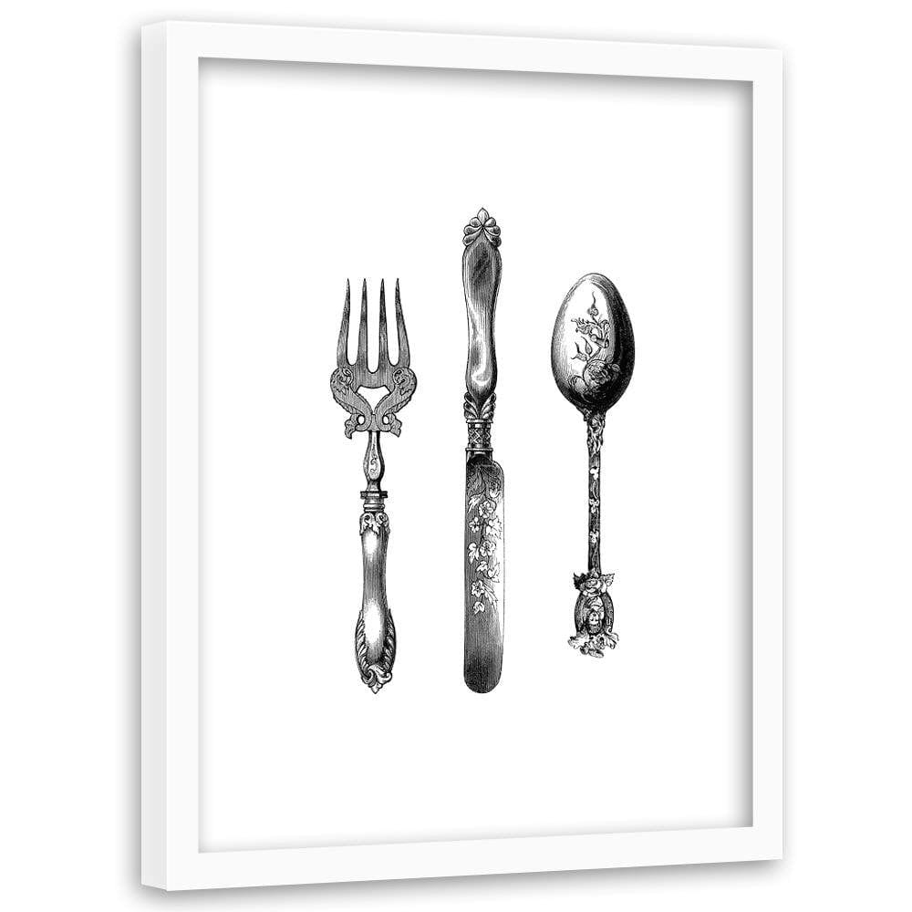 Glezna baltā rāmī - Rustic Cutlery Home Trends DECO
