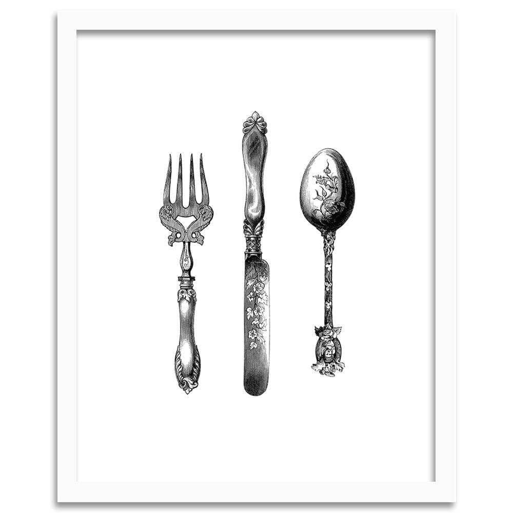 Glezna baltā rāmī - Rustic Cutlery Home Trends DECO