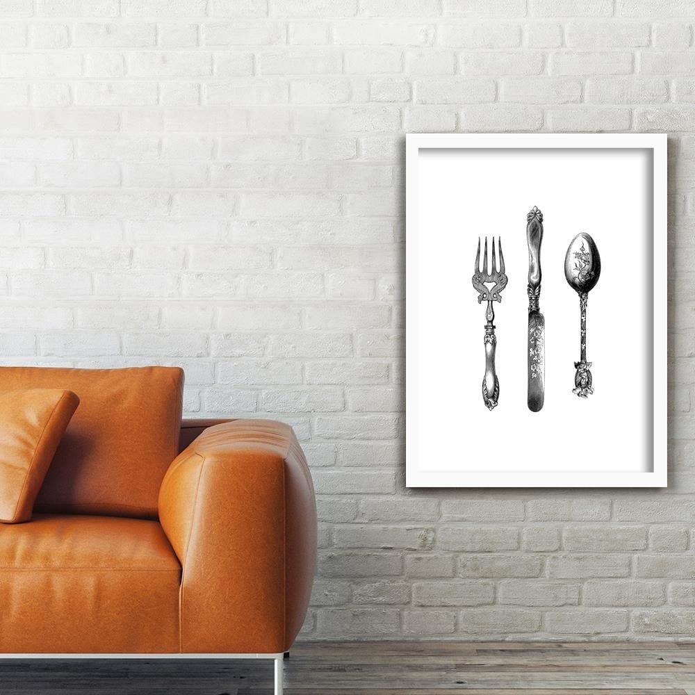 Glezna baltā rāmī - Rustic Cutlery Home Trends DECO