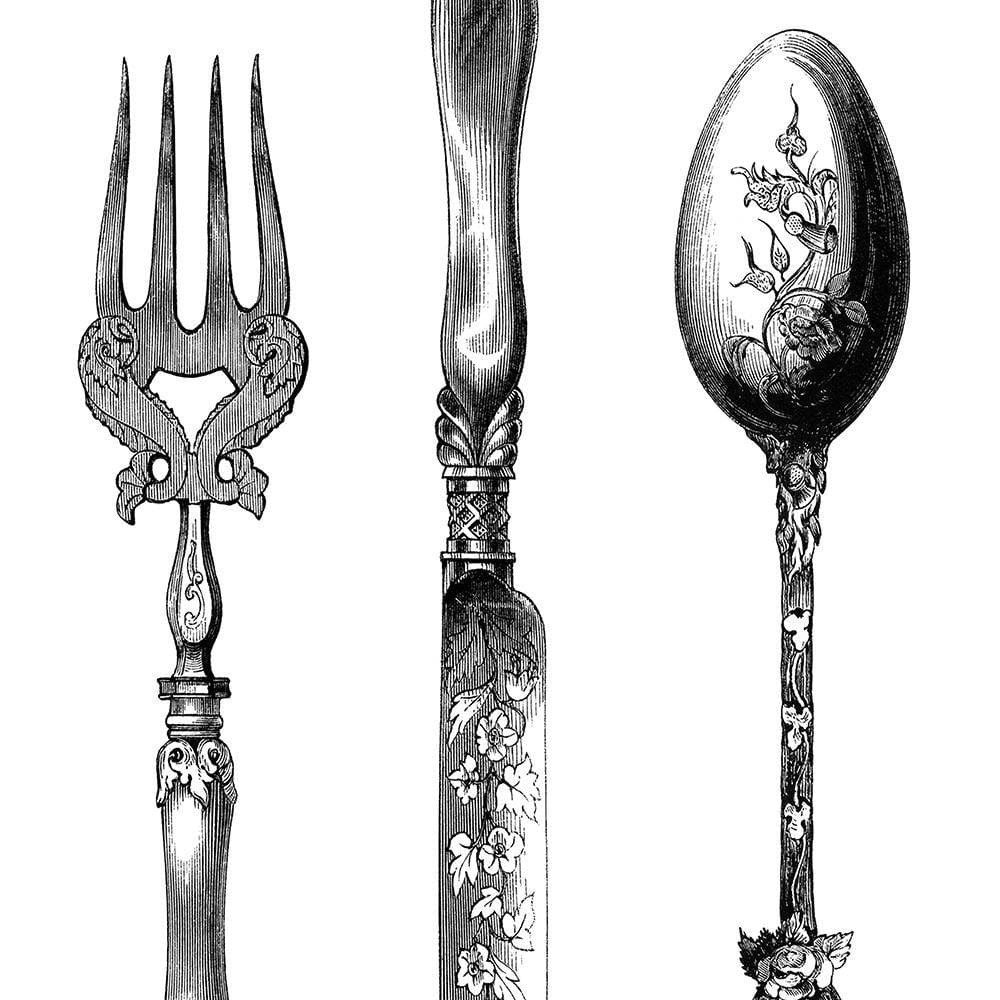 Glezna baltā rāmī - Rustic Cutlery Home Trends DECO