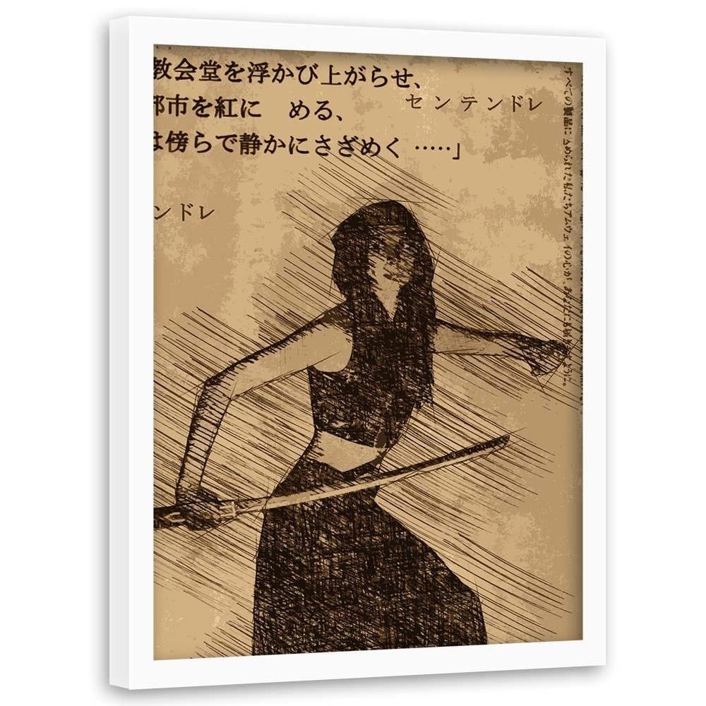 Glezna baltā rāmī - Samurai Woman Home Trends DECO