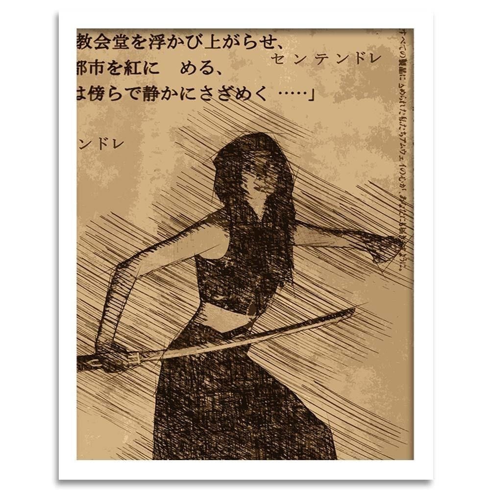 Glezna baltā rāmī - Samurai Woman Home Trends DECO