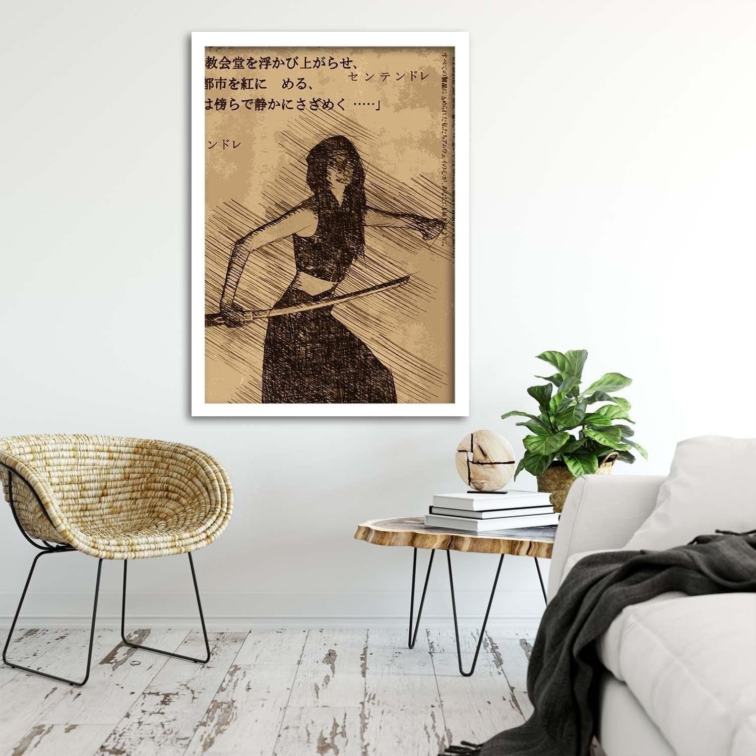Glezna baltā rāmī - Samurai Woman Home Trends DECO
