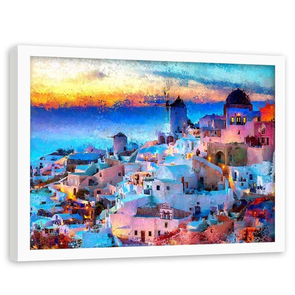 Glezna baltā rāmī - Santorini Island Home Trends DECO