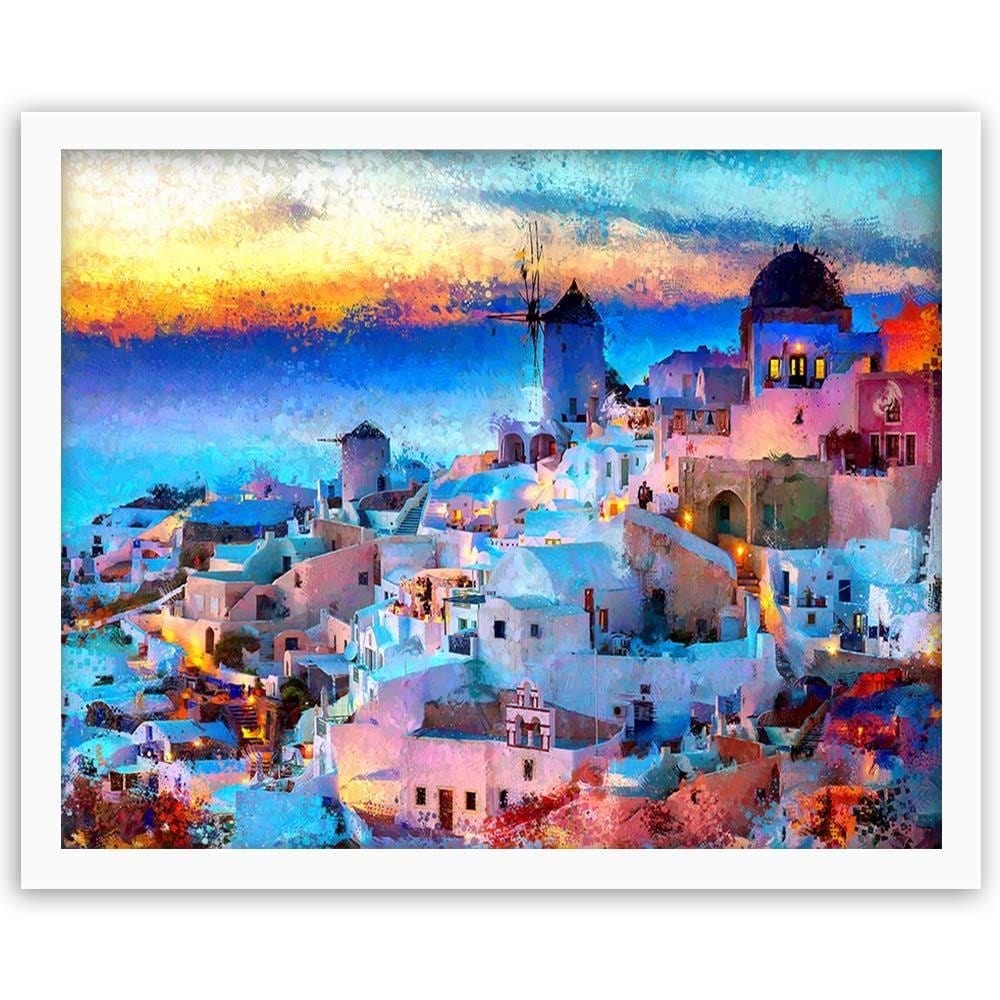 Glezna baltā rāmī - Santorini Island Home Trends DECO