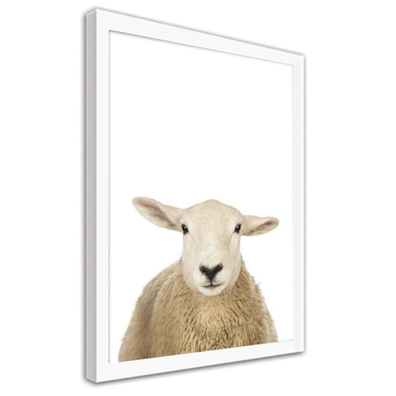 Glezna baltā rāmī - Sheep portrait Home Trends DECO