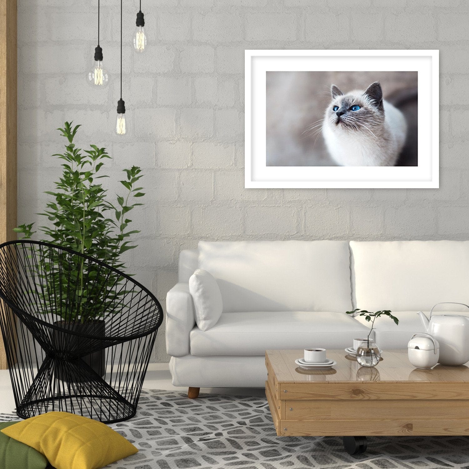 Glezna baltā rāmī - Siberian Cat Home Trends DECO