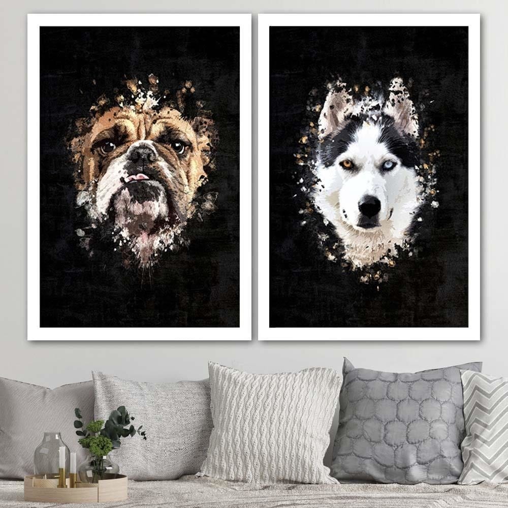 Glezna baltā rāmī - Siberian Husky Home Trends DECO