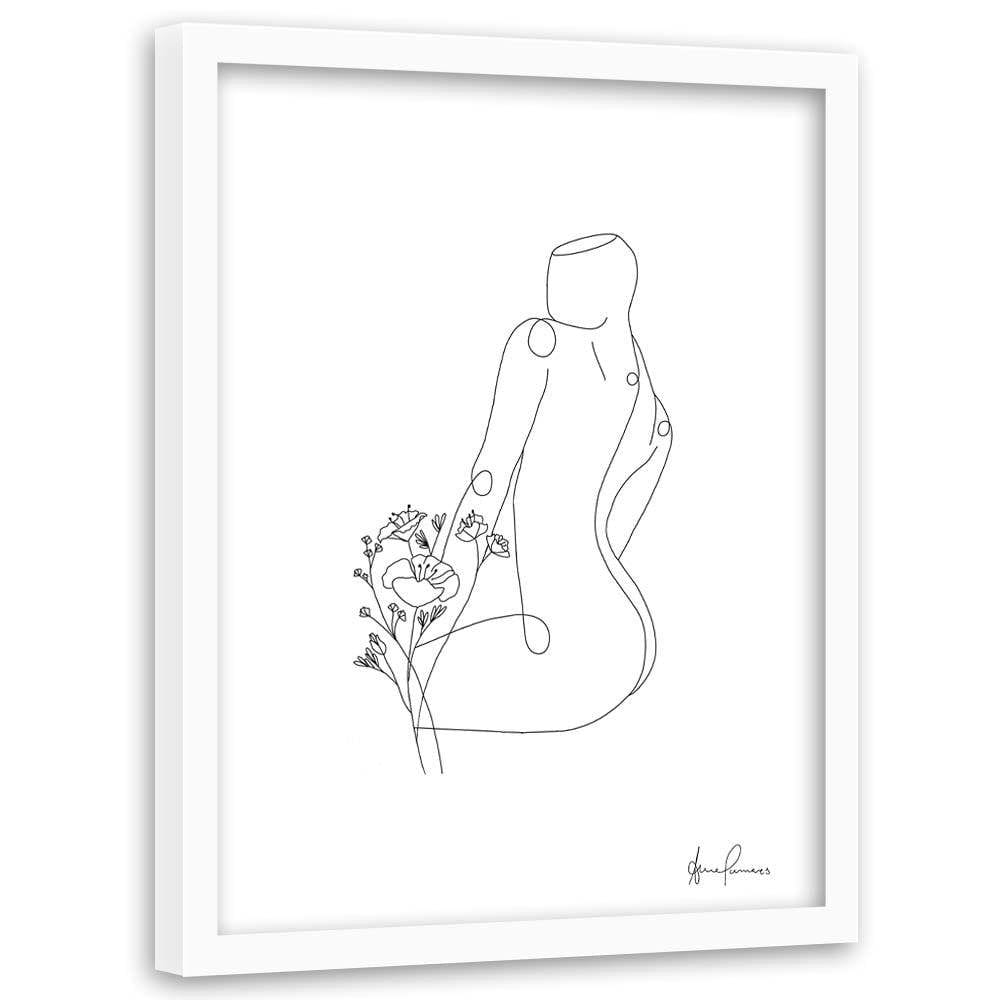 Glezna baltā rāmī - Silhouette Of A Woman Home Trends DECO