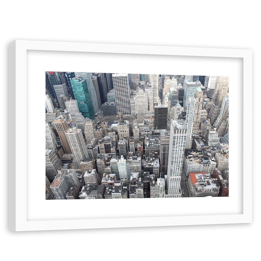 Glezna baltā rāmī - Skyscrapers Bird's Eye View Home Trends DECO