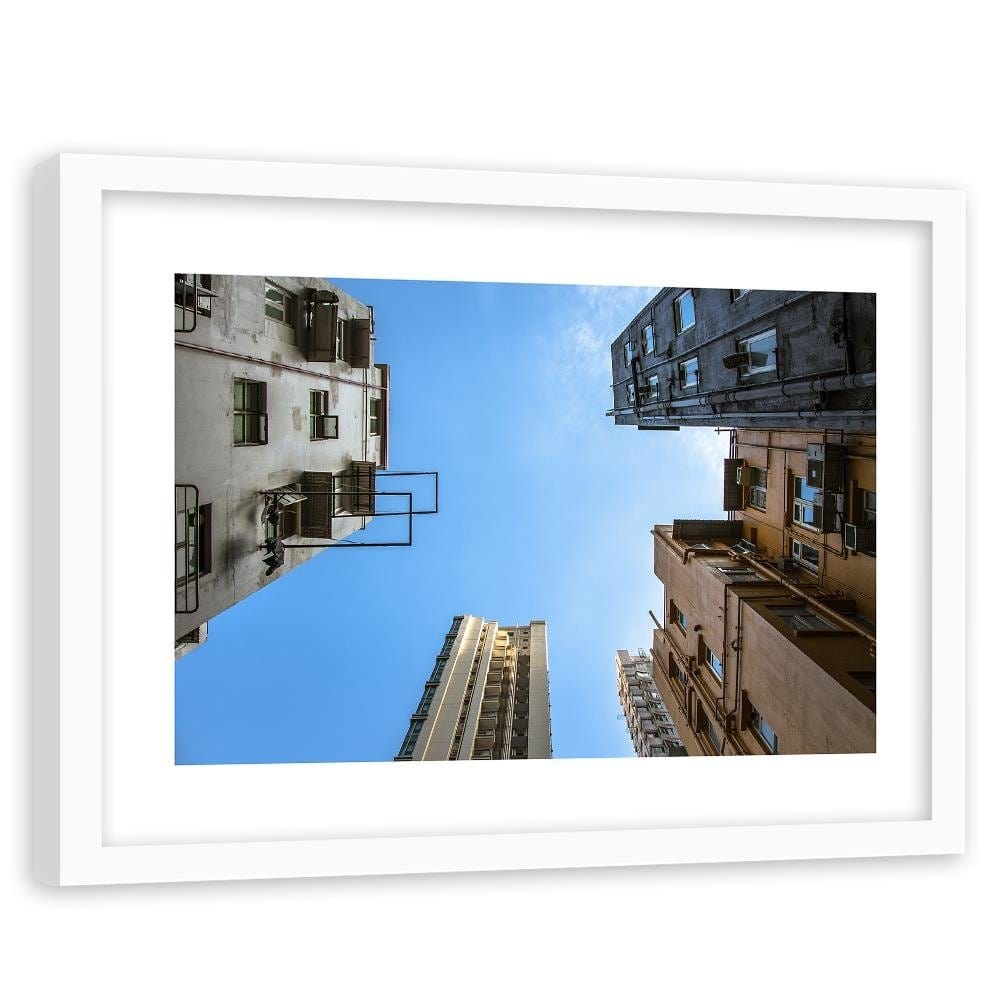 Glezna baltā rāmī - Skyscrapers From Below Home Trends DECO