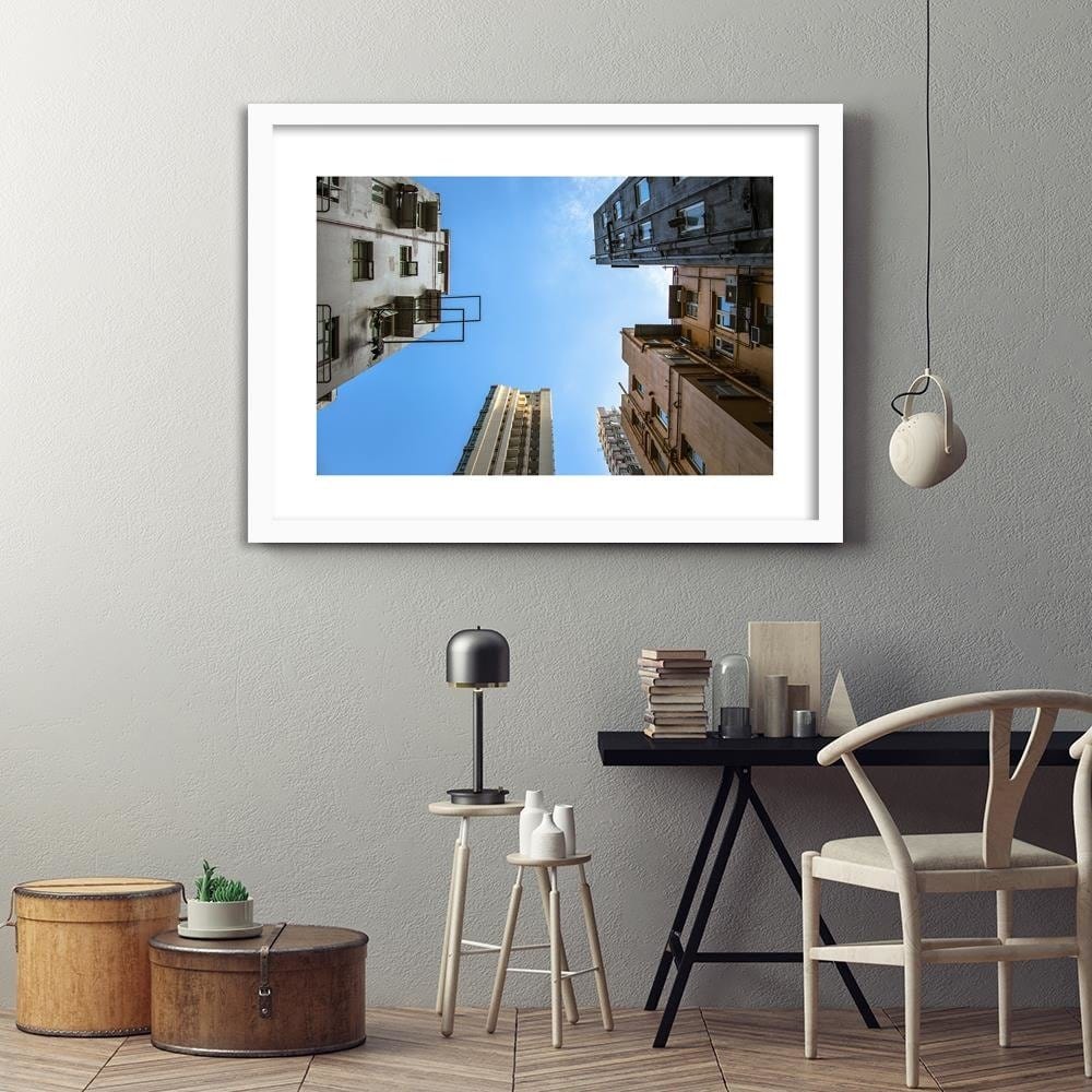 Glezna baltā rāmī - Skyscrapers From Below Home Trends DECO