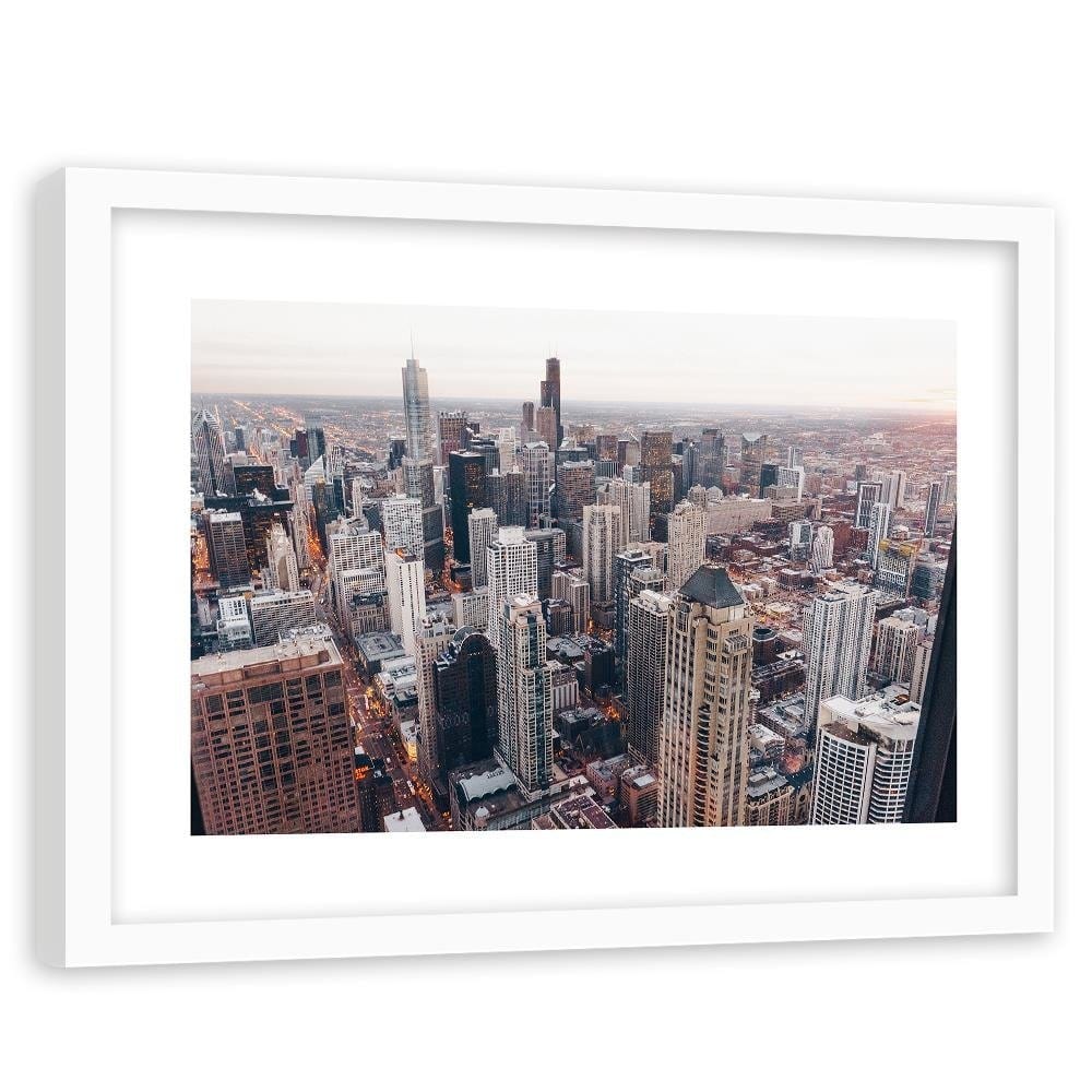 Glezna baltā rāmī - Skyscrapers In Chicago Home Trends DECO
