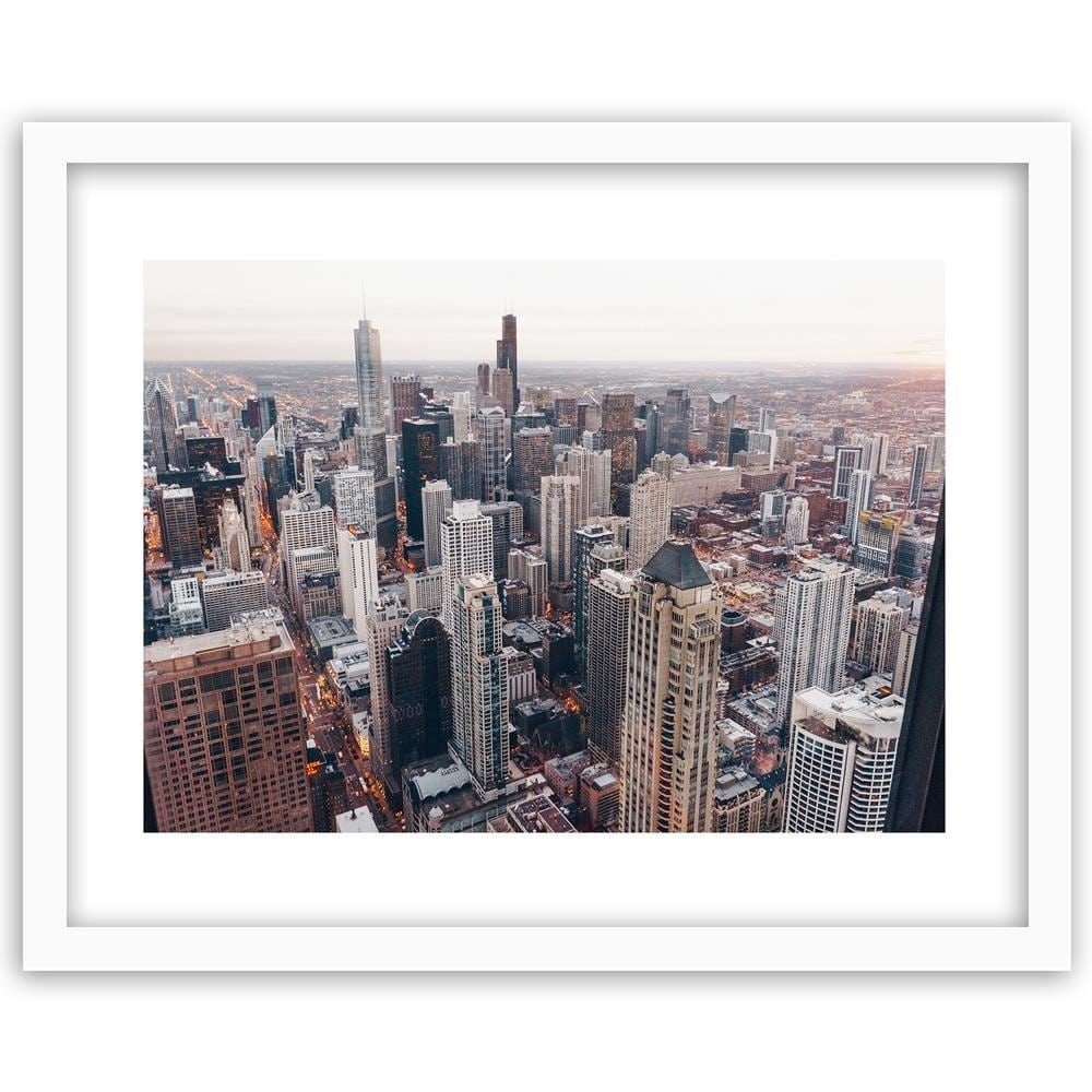 Glezna baltā rāmī - Skyscrapers In Chicago Home Trends DECO