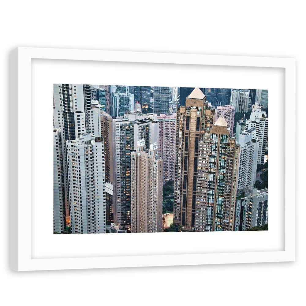Glezna baltā rāmī - Skyscrapers In Hong Kong Home Trends DECO