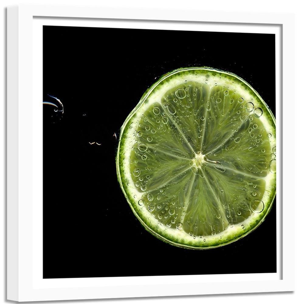 Glezna baltā rāmī - Slice Green Lemon Home Trends DECO