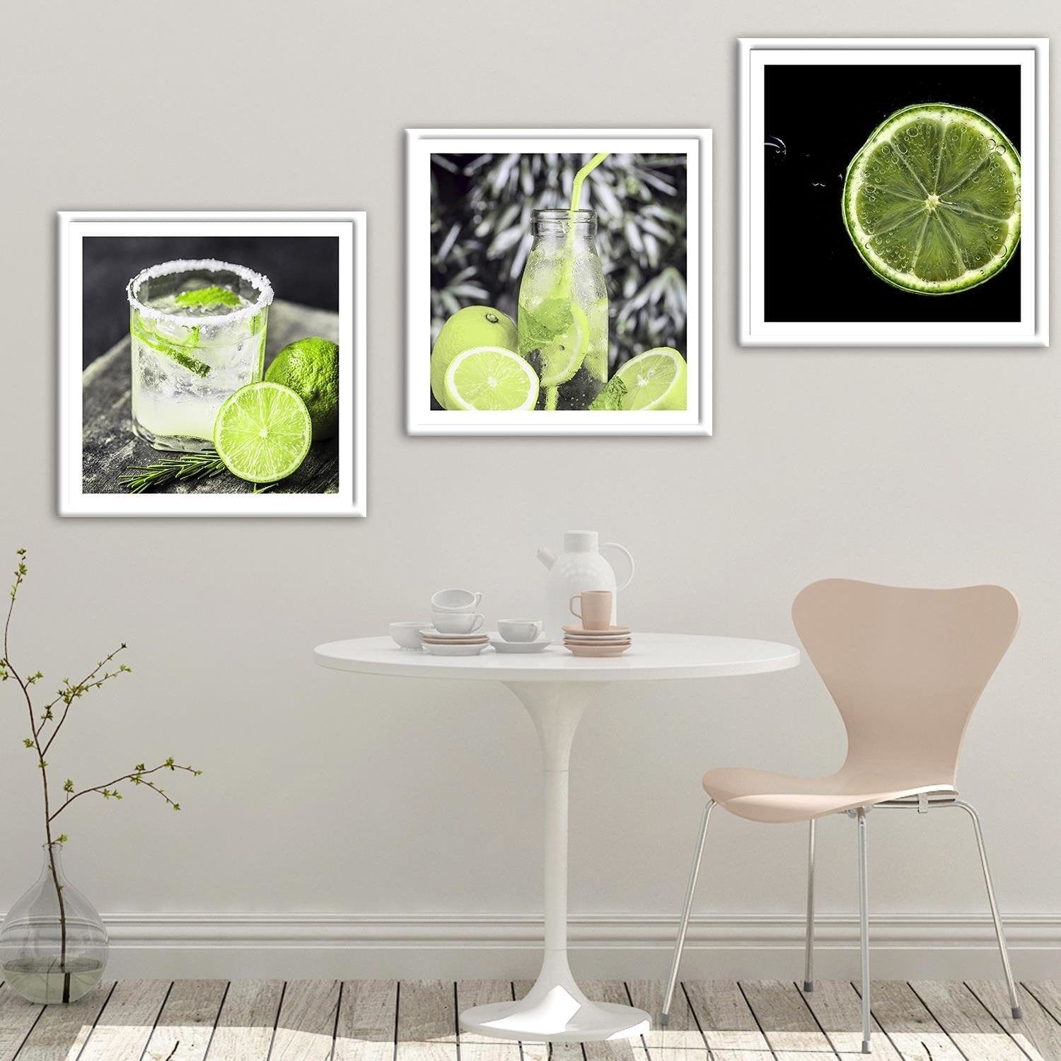 Glezna baltā rāmī - Slice Green Lemon Home Trends DECO