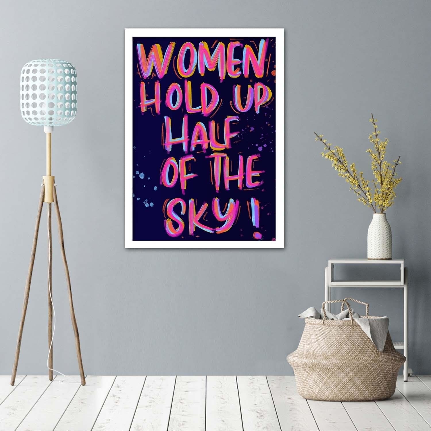 Glezna baltā rāmī - Slogan About Women Home Trends DECO