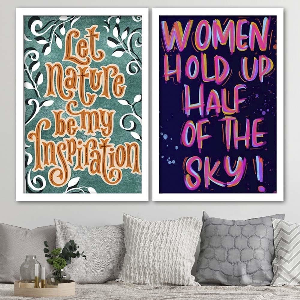 Glezna baltā rāmī - Slogan About Women Home Trends DECO