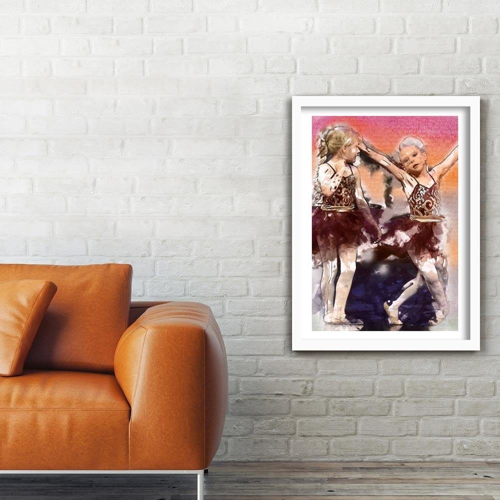 Glezna baltā rāmī - Small Ballerinas Home Trends DECO