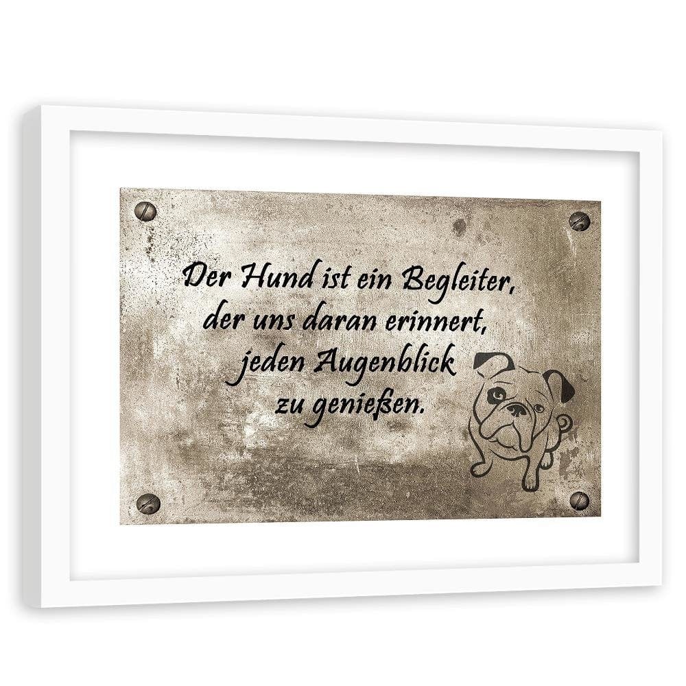 Glezna baltā rāmī - Small Bulldog Home Trends DECO