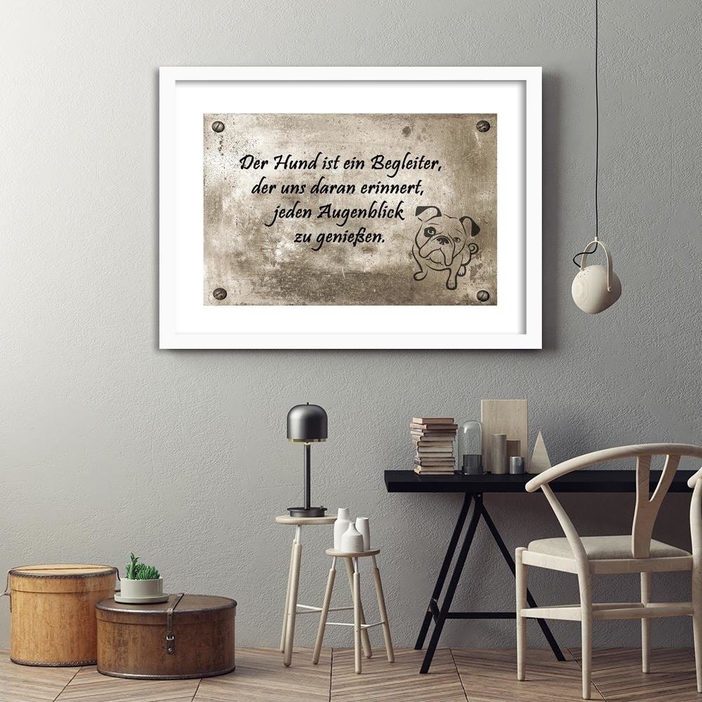 Glezna baltā rāmī - Small Bulldog Home Trends DECO