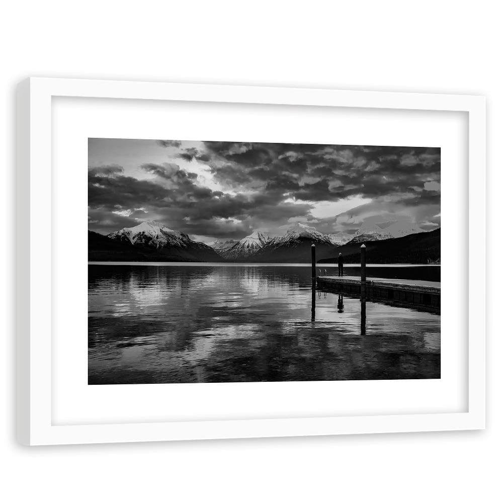 Glezna baltā rāmī - Snowy Mountains Lake 2 Home Trends DECO