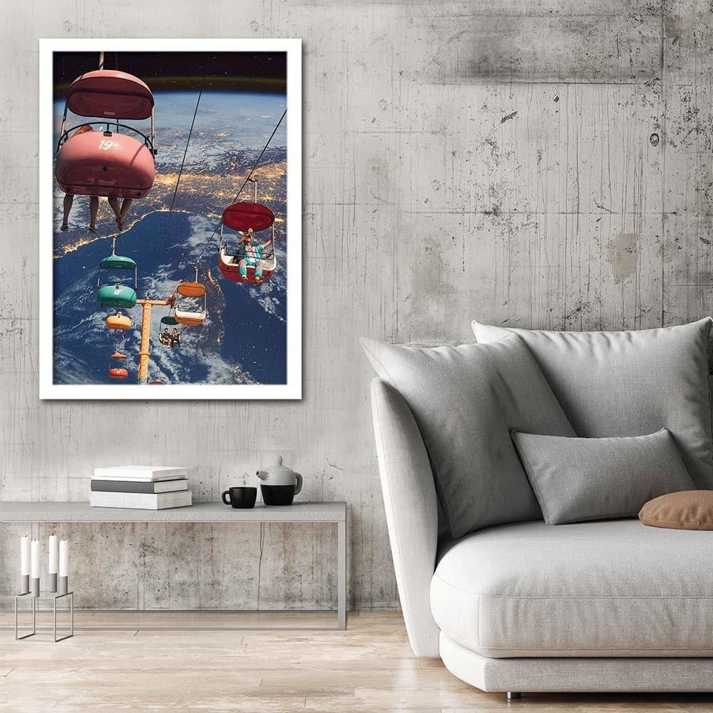 Glezna baltā rāmī - Space Ride Home Trends DECO