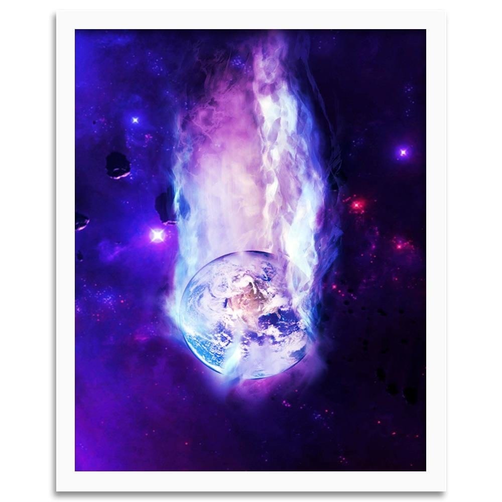 Glezna baltā rāmī - Space Wall Art Purple Home Trends DECO