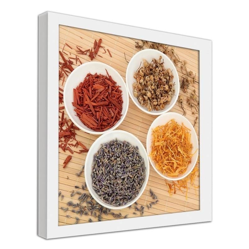 Glezna baltā rāmī - Spices in white bowls Home Trends DECO