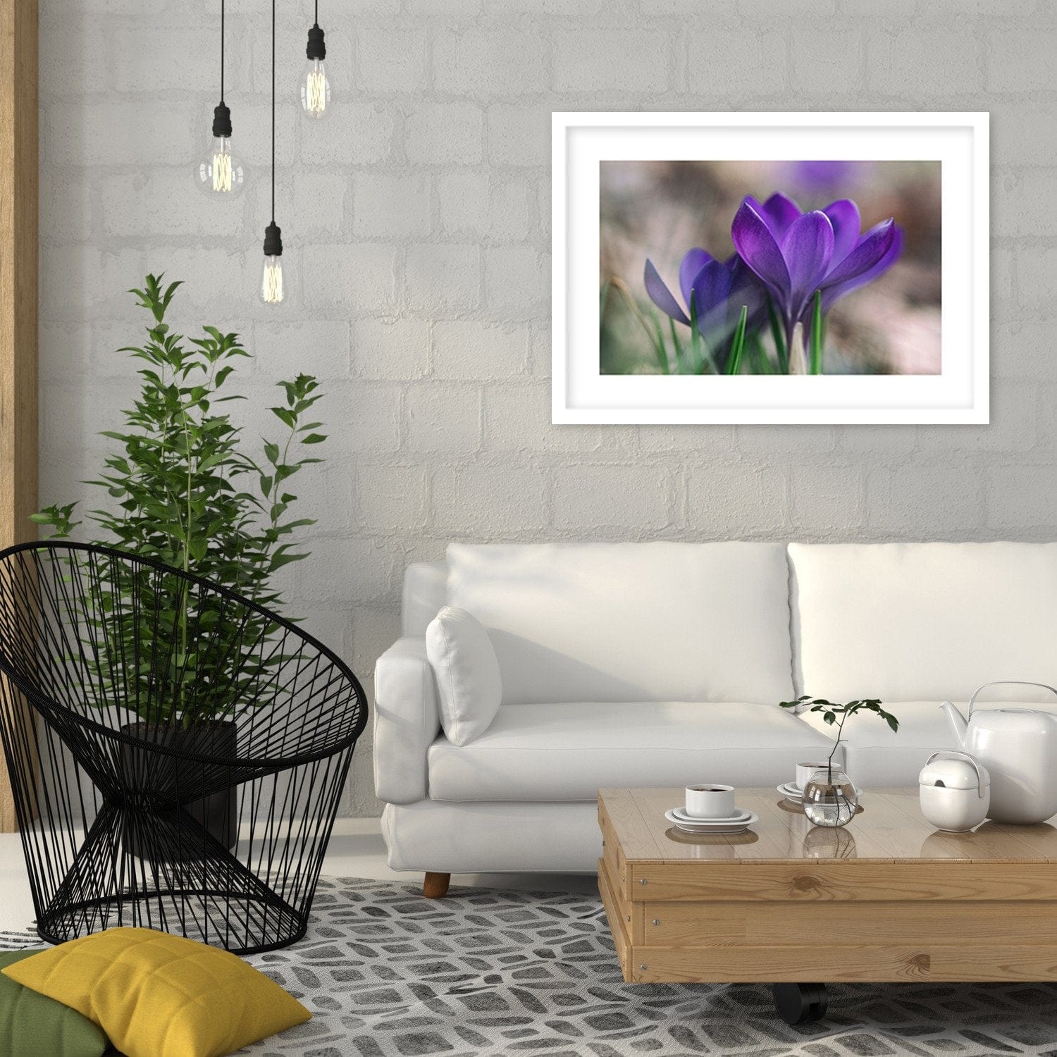Glezna baltā rāmī - Spring Crocuses  Home Trends DECO