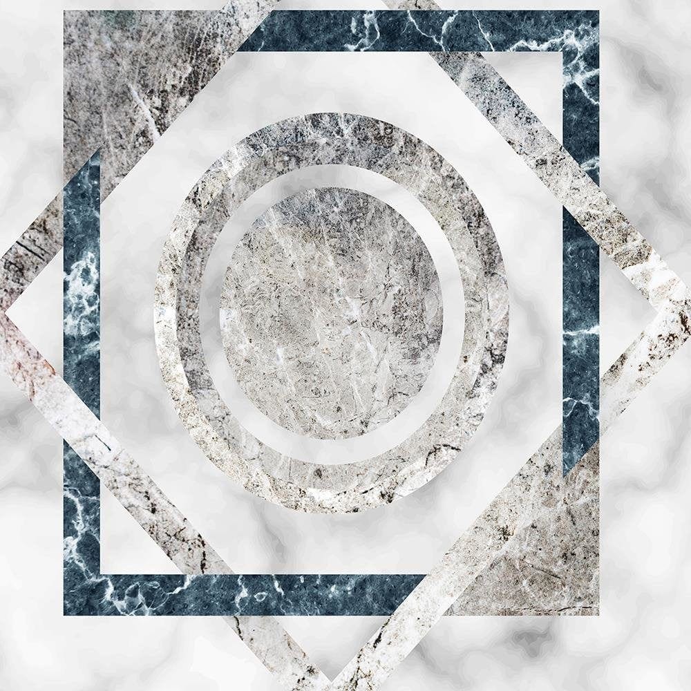 Glezna baltā rāmī - Squares And Circles - Marble  Home Trends DECO