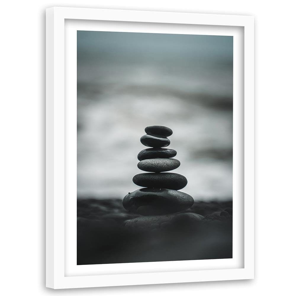 Glezna baltā rāmī - Stacked Stones Home Trends DECO