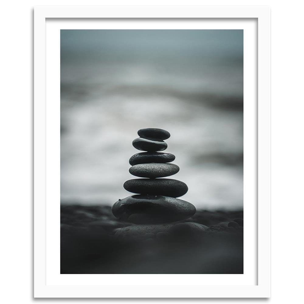 Glezna baltā rāmī - Stacked Stones Home Trends DECO