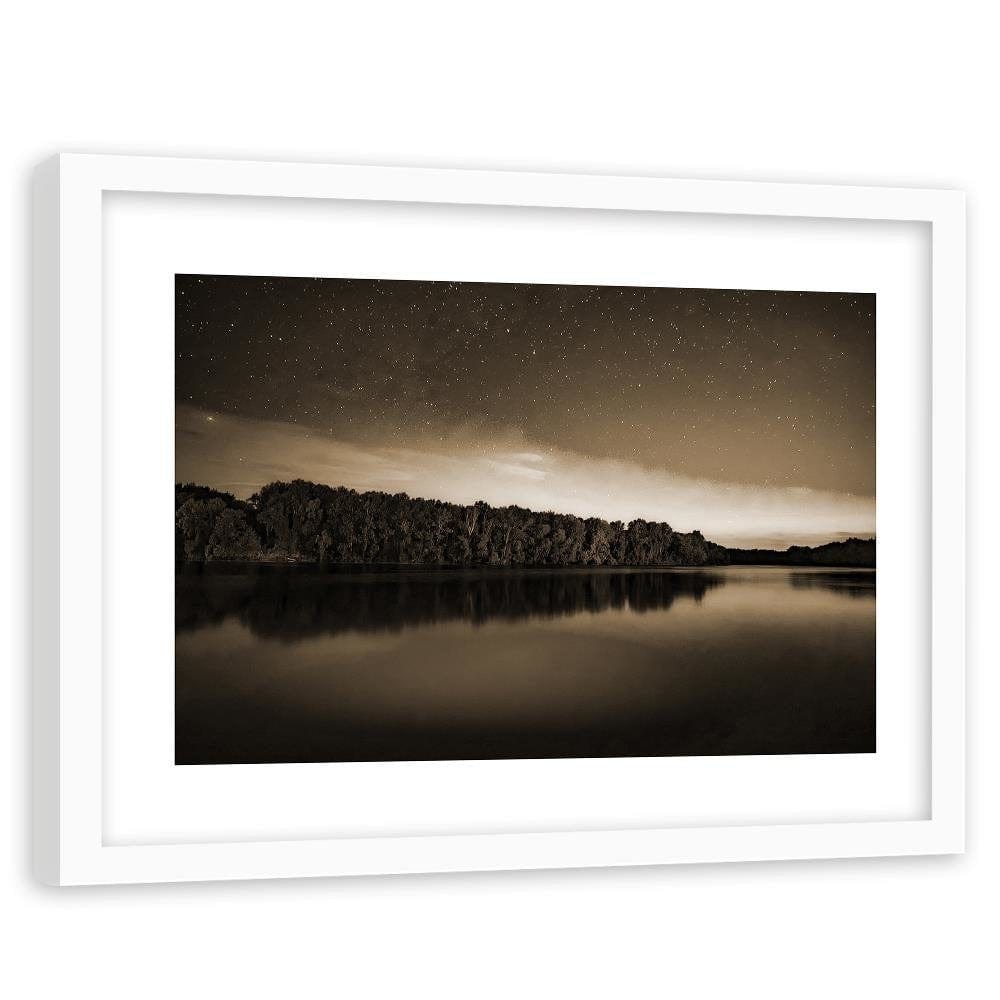 Glezna baltā rāmī - Stars Over The Lake 1 Home Trends DECO