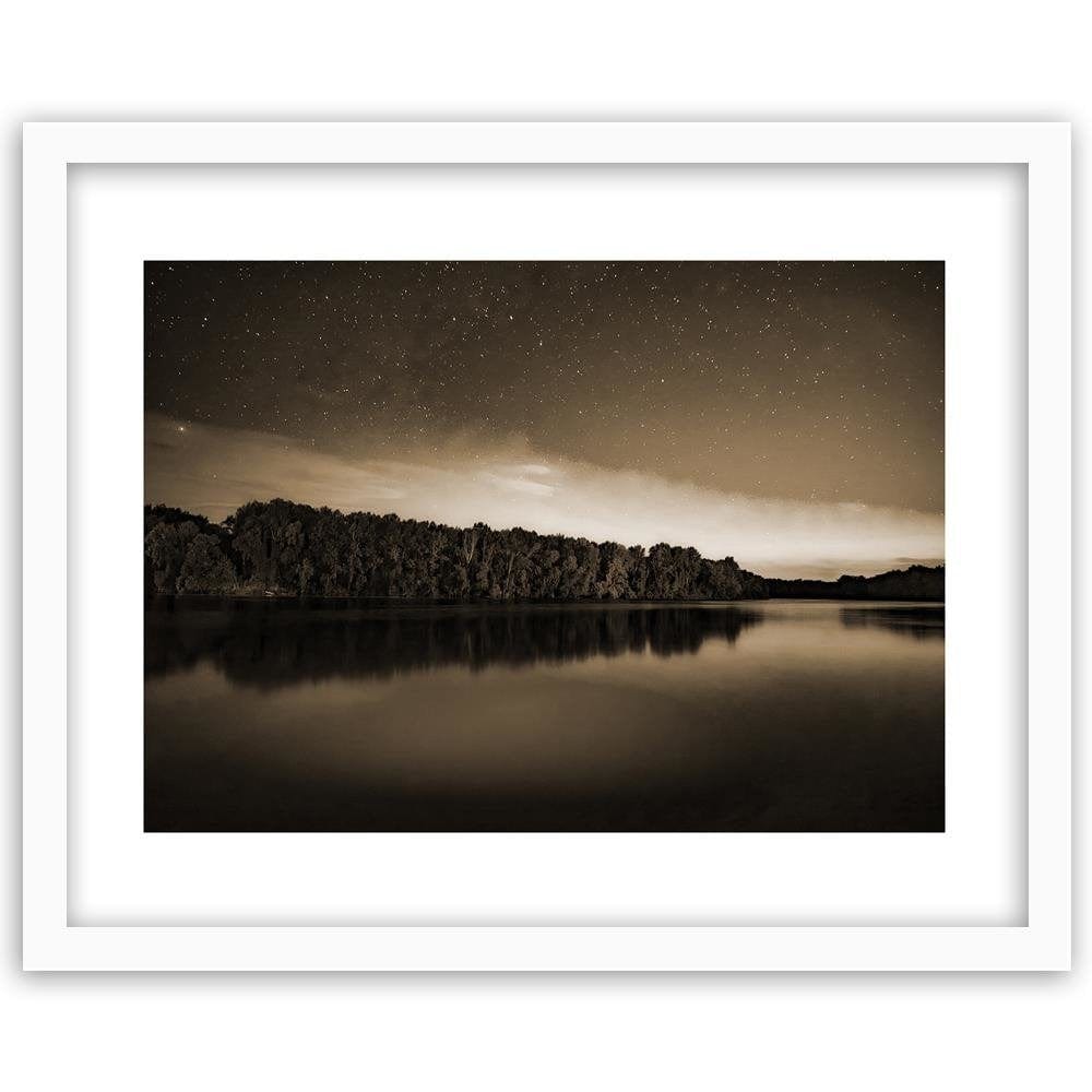 Glezna baltā rāmī - Stars Over The Lake 1 Home Trends DECO