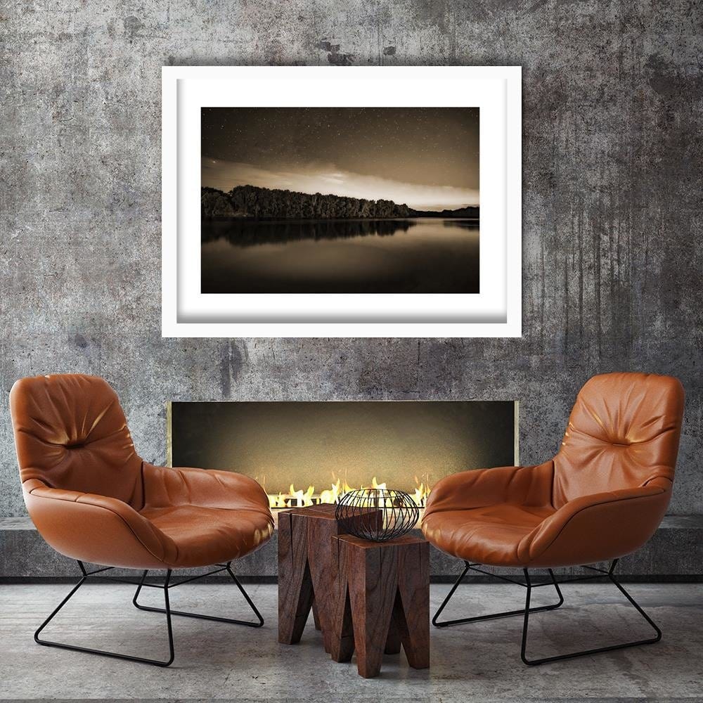 Glezna baltā rāmī - Stars Over The Lake 1 Home Trends DECO