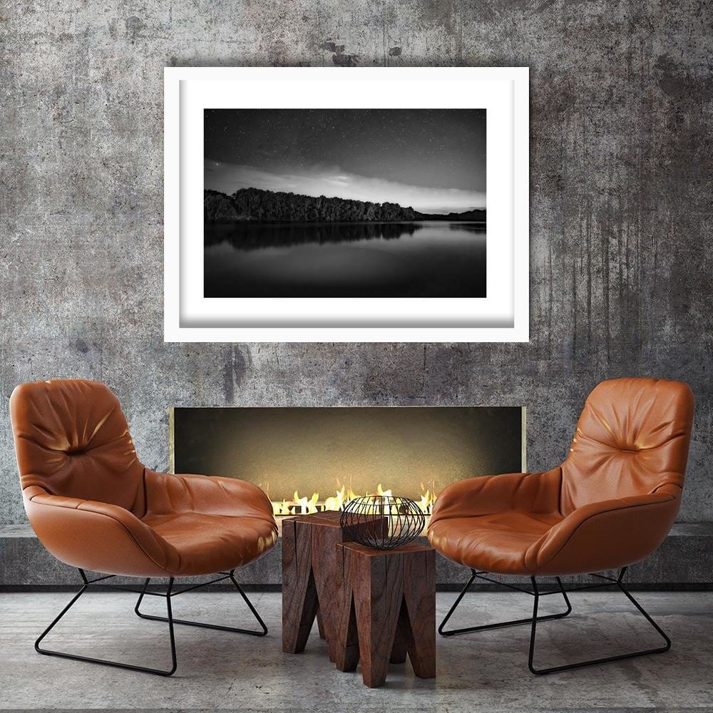 Glezna baltā rāmī - Stars Over The Lake 2 Home Trends DECO